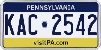 PA license plate KAC2542