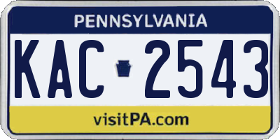 PA license plate KAC2543