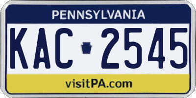 PA license plate KAC2545