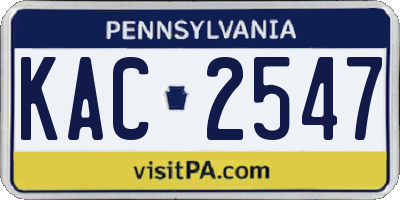 PA license plate KAC2547