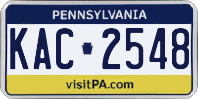 PA license plate KAC2548