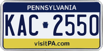 PA license plate KAC2550