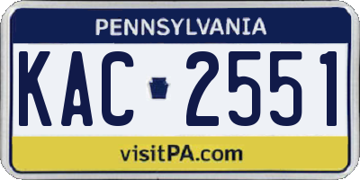 PA license plate KAC2551