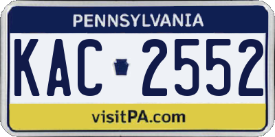 PA license plate KAC2552