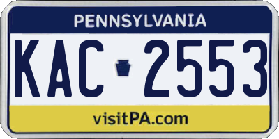 PA license plate KAC2553
