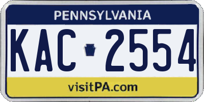 PA license plate KAC2554