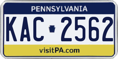 PA license plate KAC2562