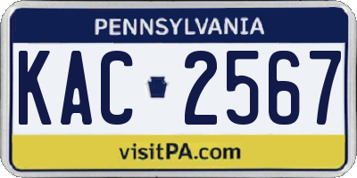 PA license plate KAC2567