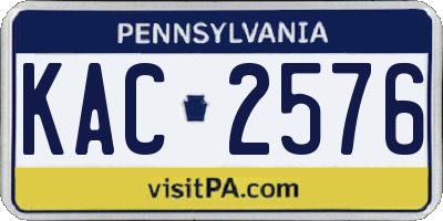 PA license plate KAC2576