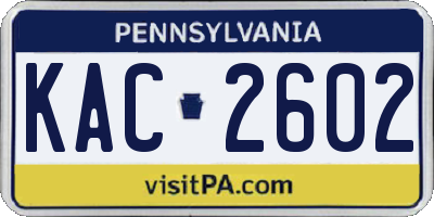 PA license plate KAC2602