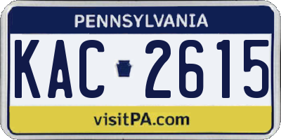 PA license plate KAC2615