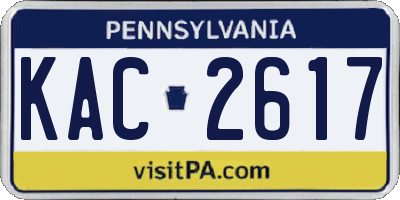 PA license plate KAC2617
