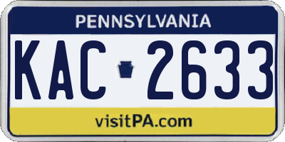 PA license plate KAC2633