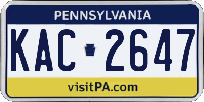 PA license plate KAC2647