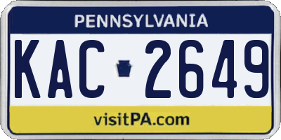 PA license plate KAC2649
