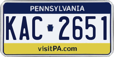 PA license plate KAC2651