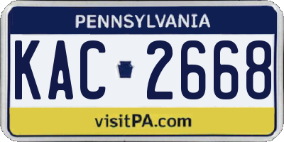 PA license plate KAC2668