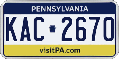 PA license plate KAC2670