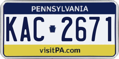 PA license plate KAC2671