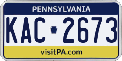 PA license plate KAC2673