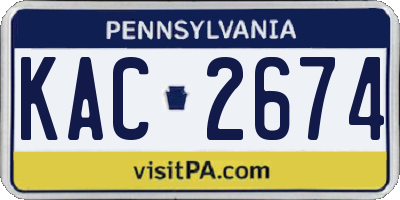 PA license plate KAC2674