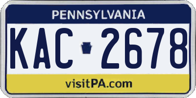 PA license plate KAC2678