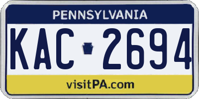 PA license plate KAC2694