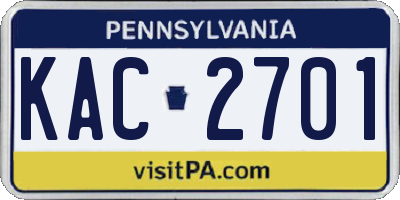 PA license plate KAC2701