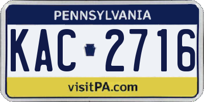 PA license plate KAC2716