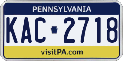 PA license plate KAC2718