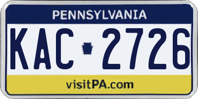 PA license plate KAC2726