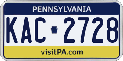 PA license plate KAC2728