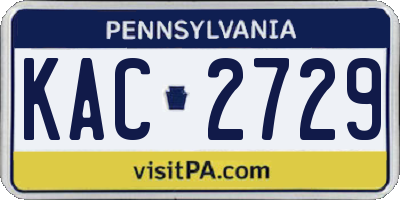 PA license plate KAC2729