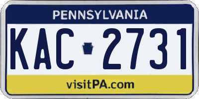 PA license plate KAC2731