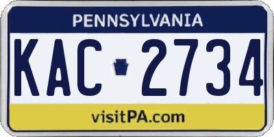 PA license plate KAC2734