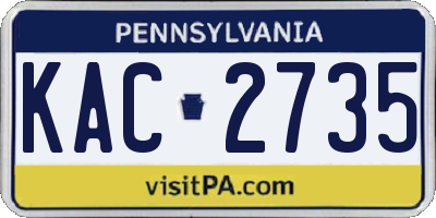 PA license plate KAC2735