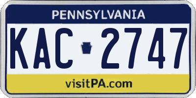 PA license plate KAC2747