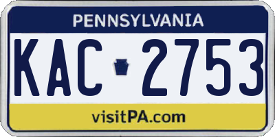 PA license plate KAC2753