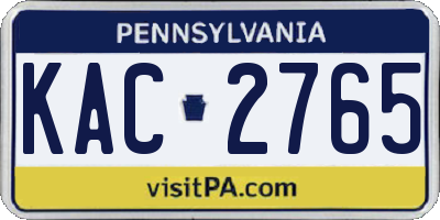 PA license plate KAC2765