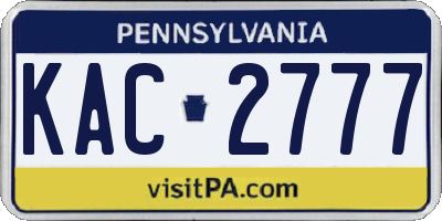 PA license plate KAC2777