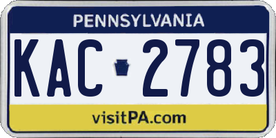 PA license plate KAC2783