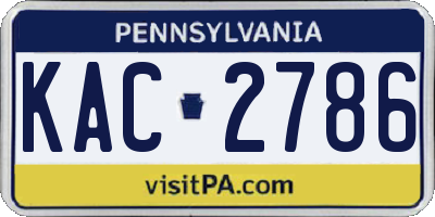 PA license plate KAC2786