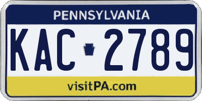 PA license plate KAC2789