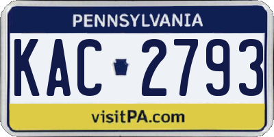 PA license plate KAC2793