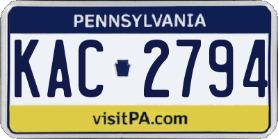 PA license plate KAC2794
