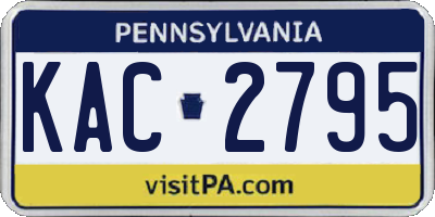 PA license plate KAC2795