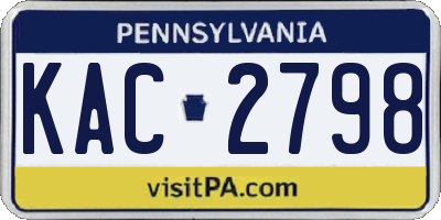 PA license plate KAC2798