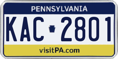 PA license plate KAC2801