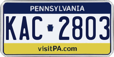 PA license plate KAC2803
