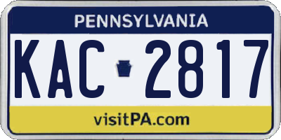 PA license plate KAC2817